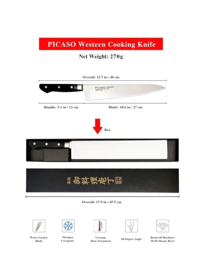 PICASO Cooking Knife, 10.6 inch Pro Kitchen Knife Forged from Japanese Molybdenum Vanadium steel, Ultra-sharp Classic Cooks Knife Balanced Ergonomic Handle & Sheath–Safe for Home Kitchen - Image 2